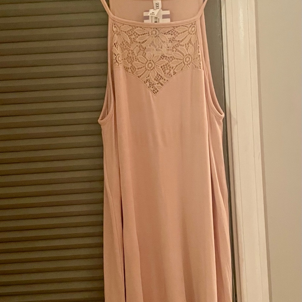 Zenana Lace Detail Halter-Neck Tank. Blush color. Size Medium. NWT!